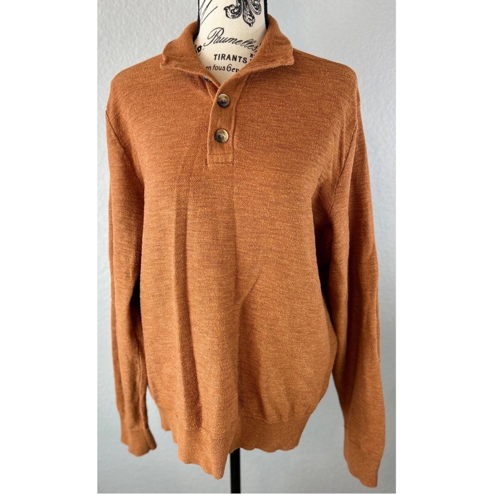Red Ale by Alesbury Men Riverside Button Mockneck Sweater Rust, size Medium